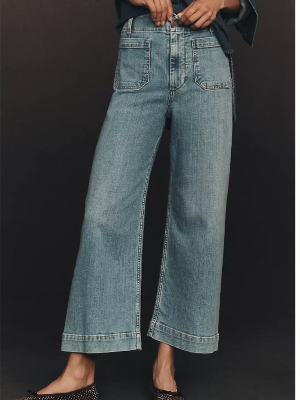 Maeve Colette High-Rise Wide-Leg Cropped Petite Jeans